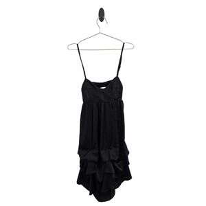 Vintage Charlotte Russe Slip Dress‎ Y2K Bustier Gathered Ruffles Satin Black S